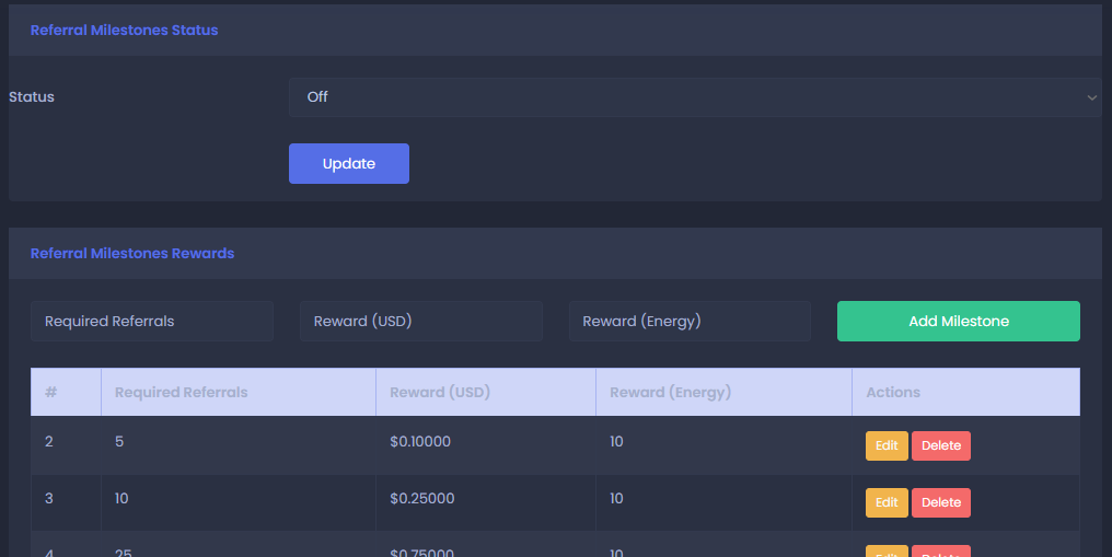 Referral Milestones - Vie Faucet Script Addon